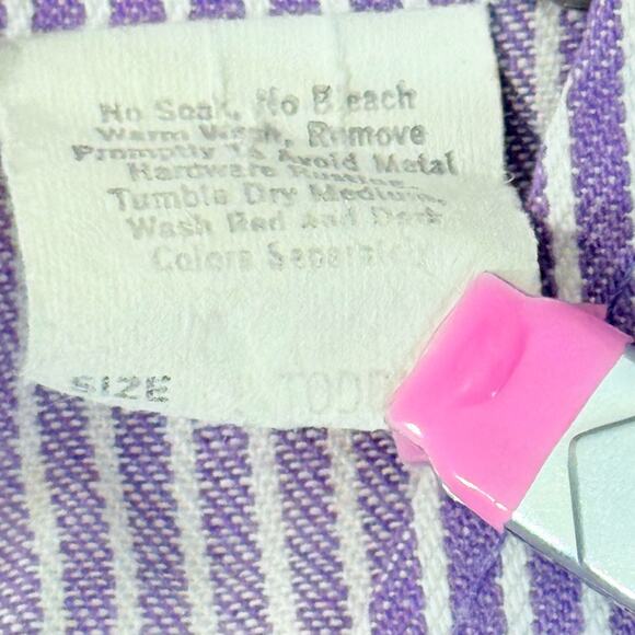 Vintage 70s 80s OshKosh Vestbak Purple Railroad Stripe Overalls USA Made 2T 3T - Picture 5 of 10
